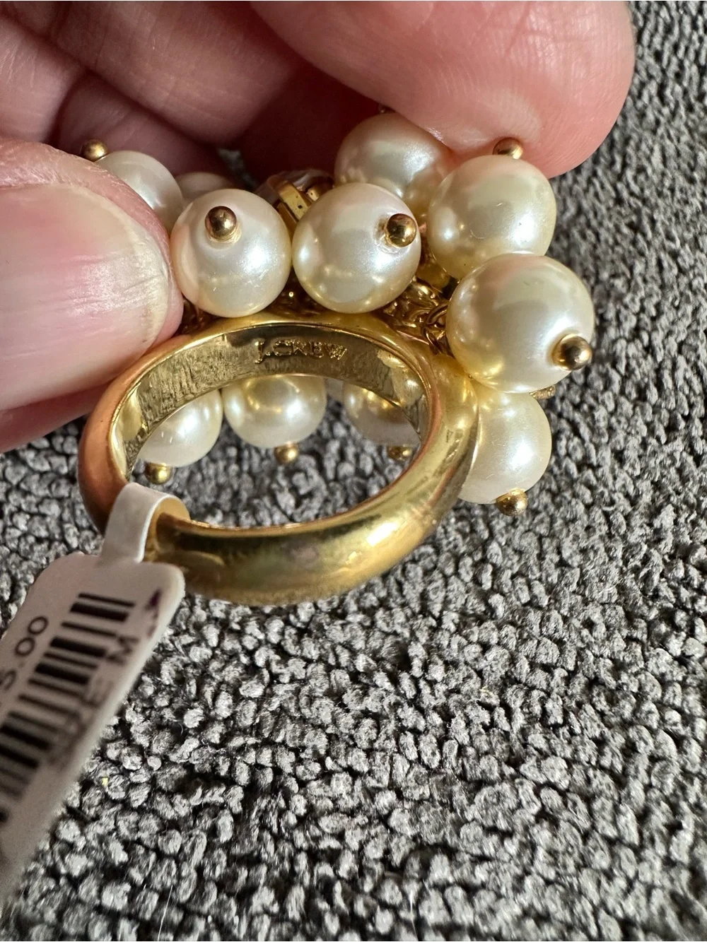 J. Crew Gold Pearl and Crystal Cluster Ring